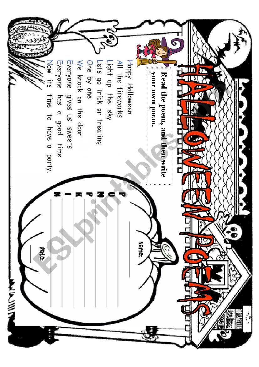 HALLOWEEN POEMS worksheet