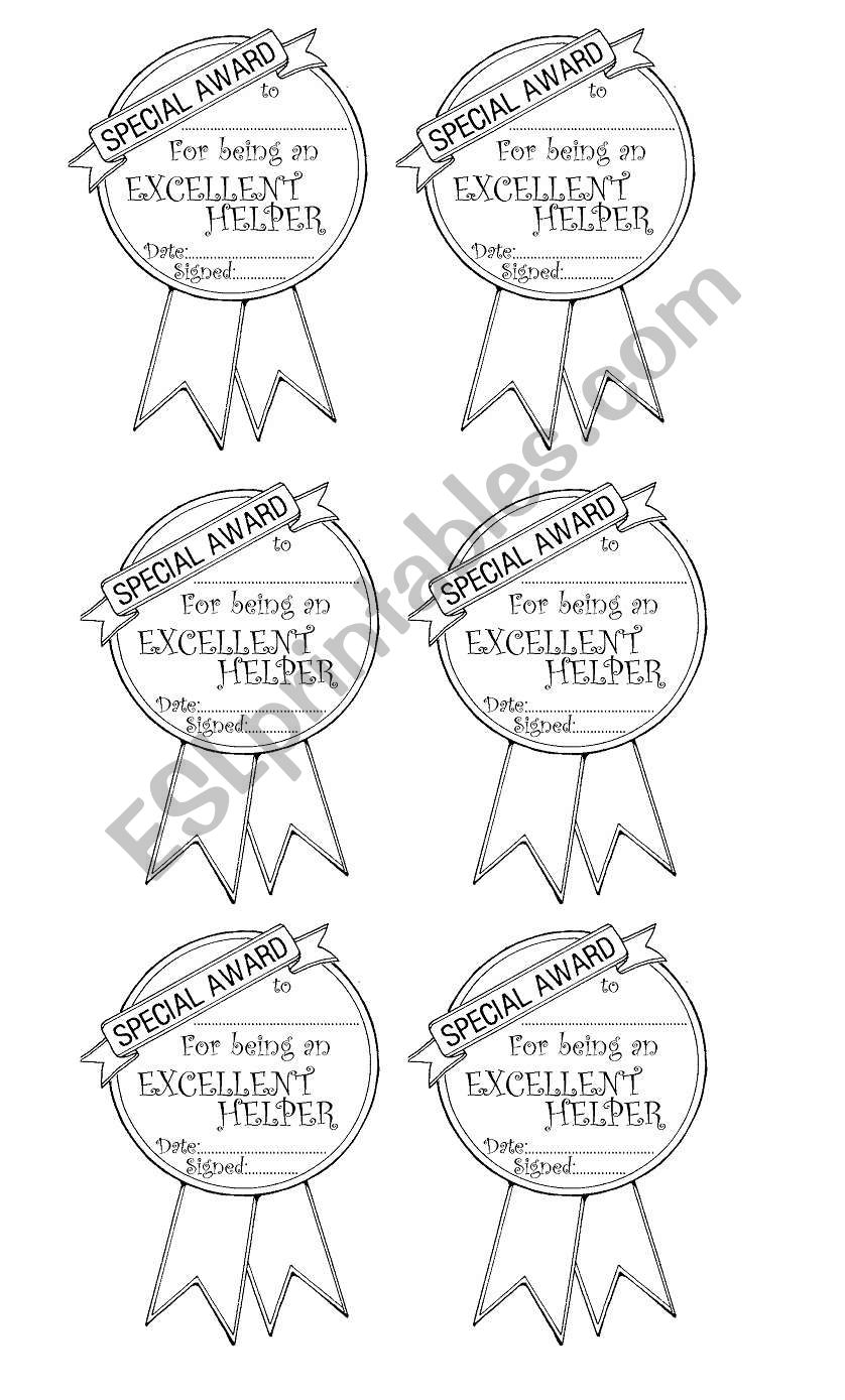 helpersÂ´ awards worksheet