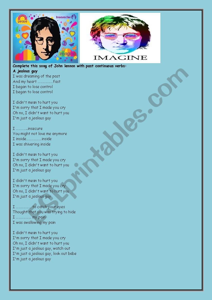 john lennon song worksheet