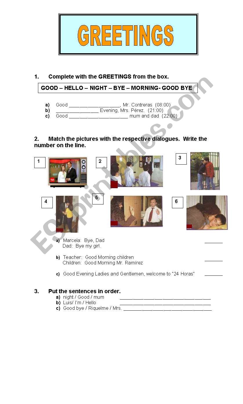 Greetings Worksheet worksheet