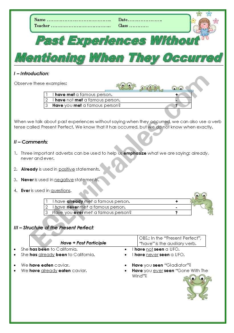 Present Perfect Explanation and Speaking Activity - Have you ever...?