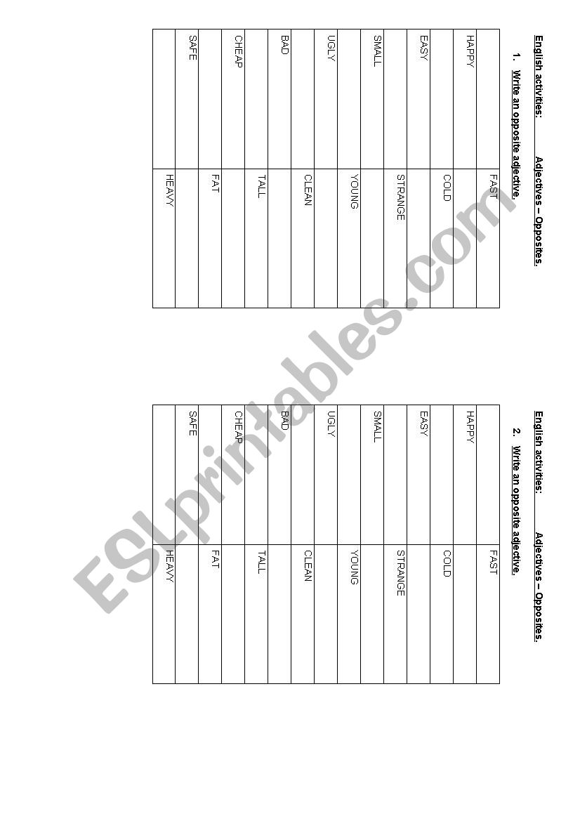 Adjectives worksheet