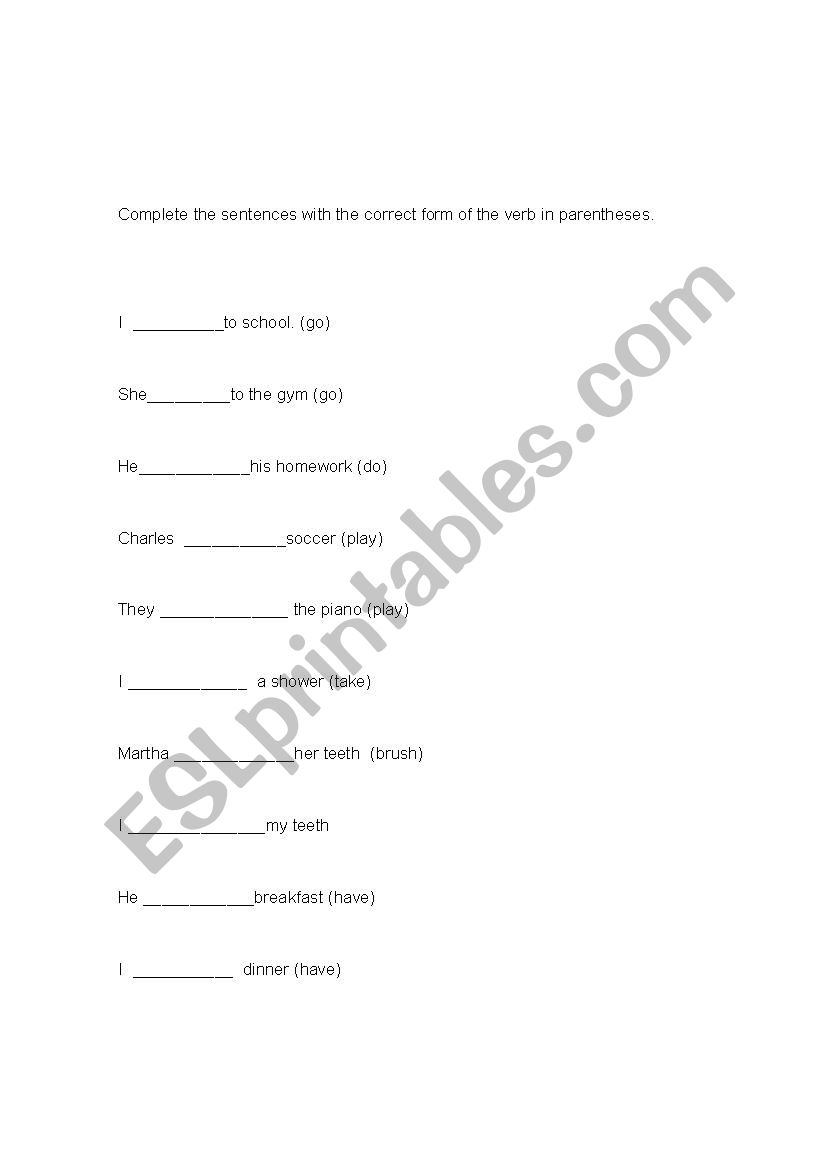 simple present worksheet