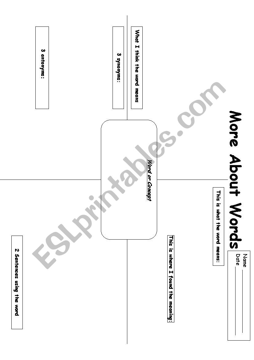 More About Words Graphic Organizer