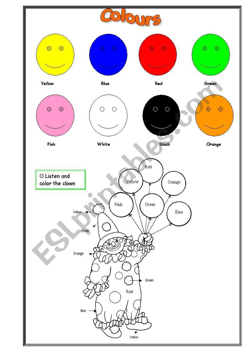 Colours worksheet