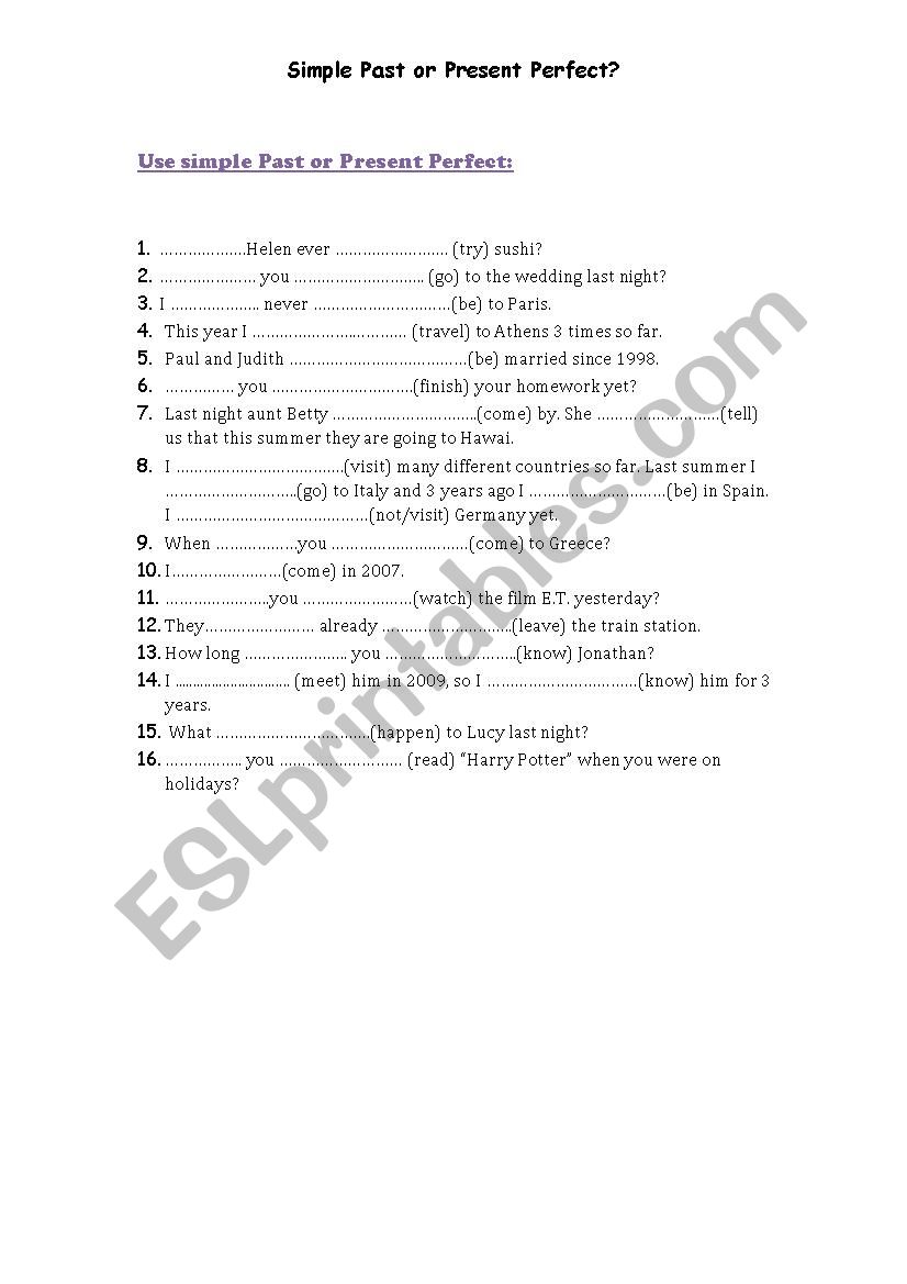 past simple or present perfect? 