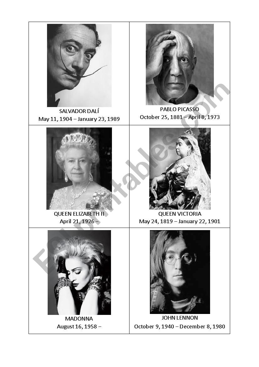 Famous People Speaking Cards worksheet