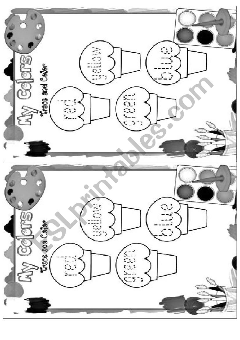 trace colour ice cream worksheet