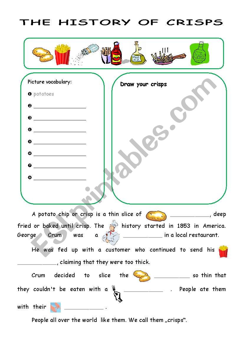 The history of crisps worksheet