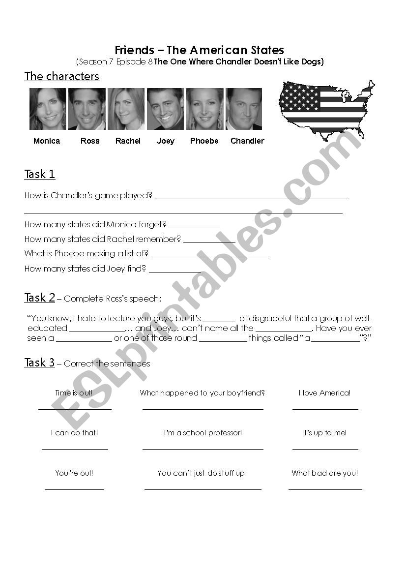 Friends - The american states worksheet