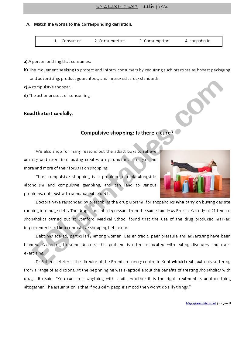 consumerism worksheet