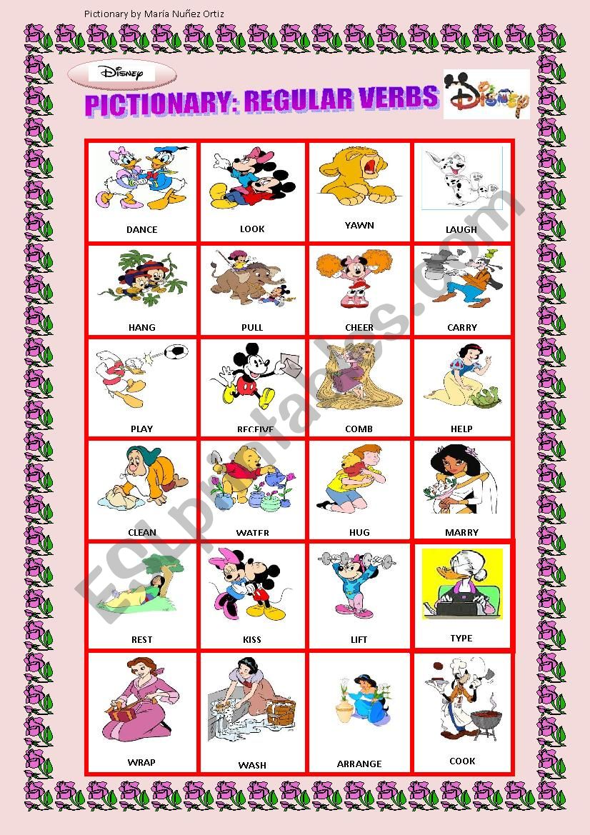 Pictionary regular verbs  with Disney
