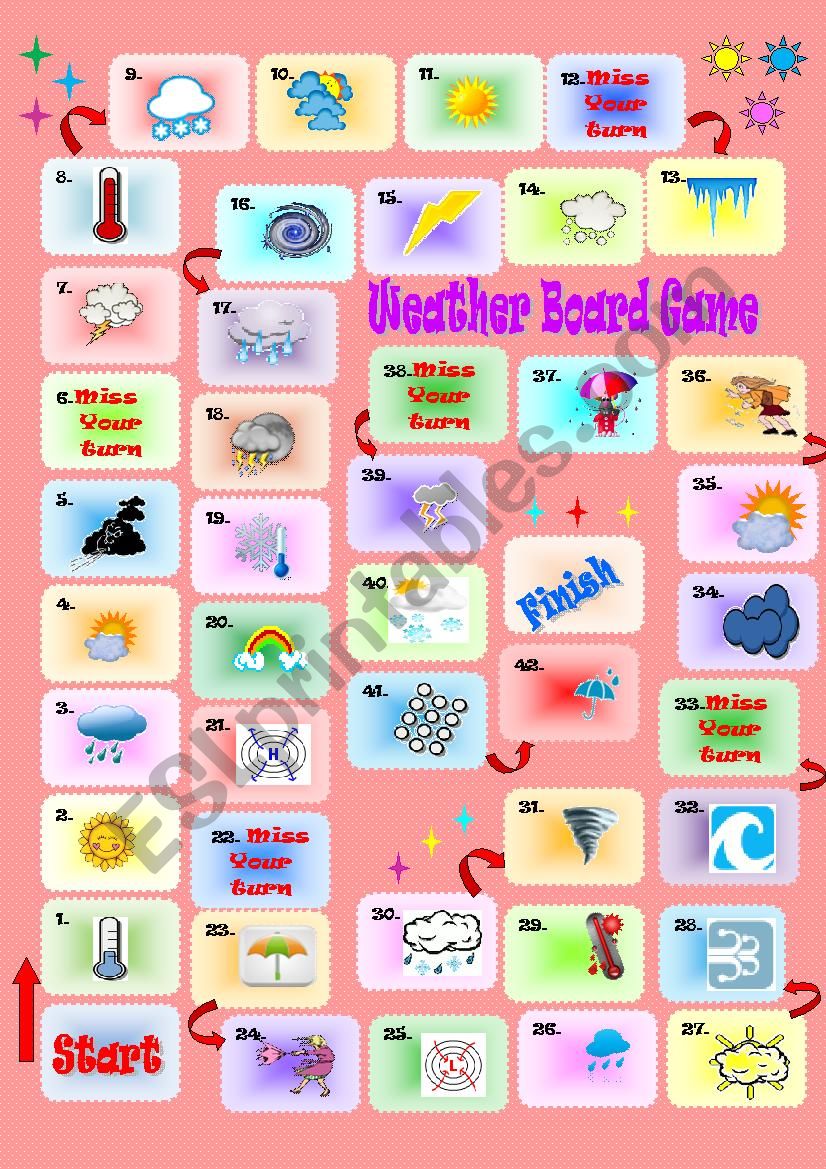 Weather Board Game worksheet