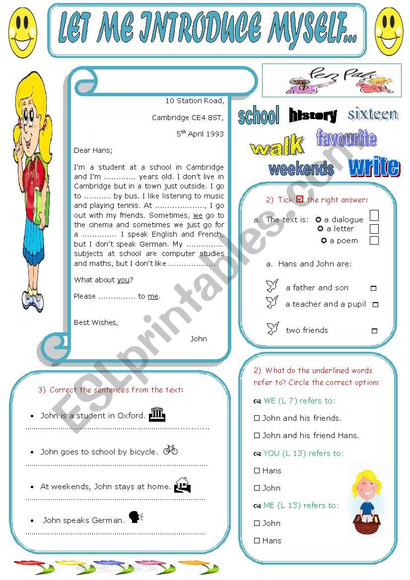 LET ME INTRODUCE MYSELF! worksheet