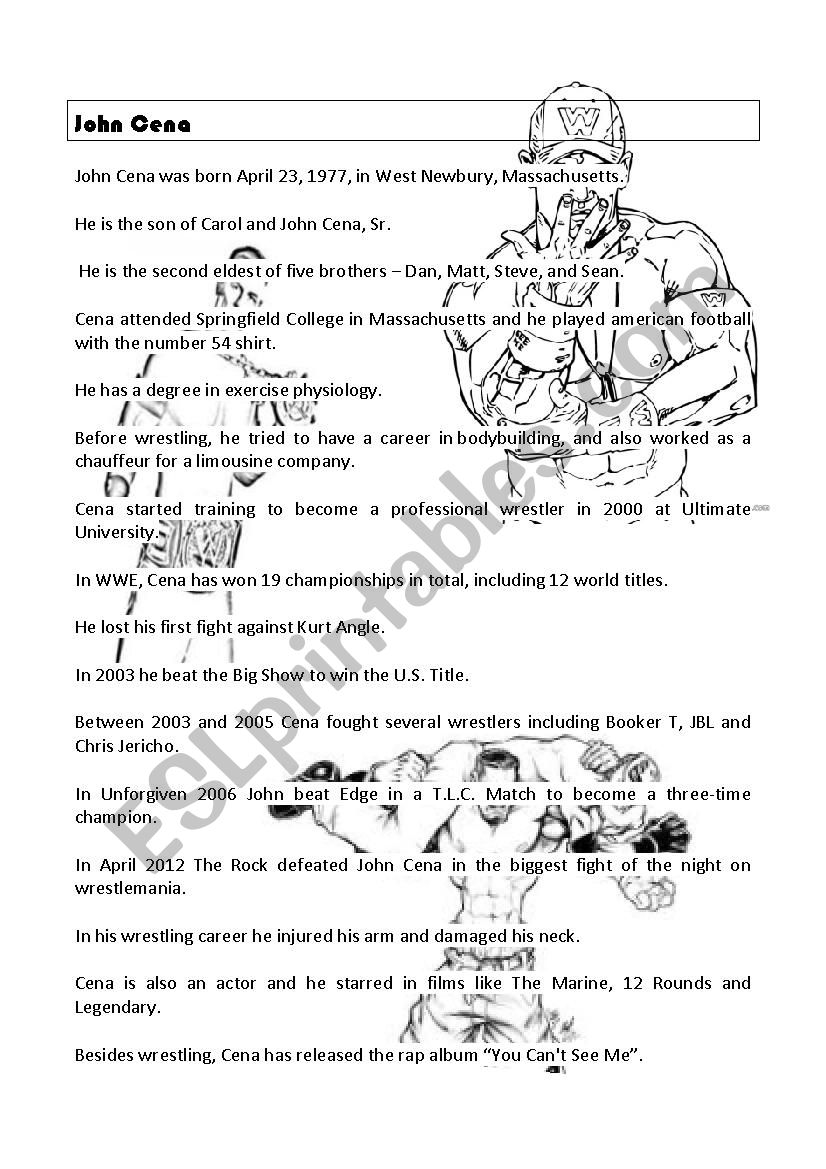 John Cena worksheet