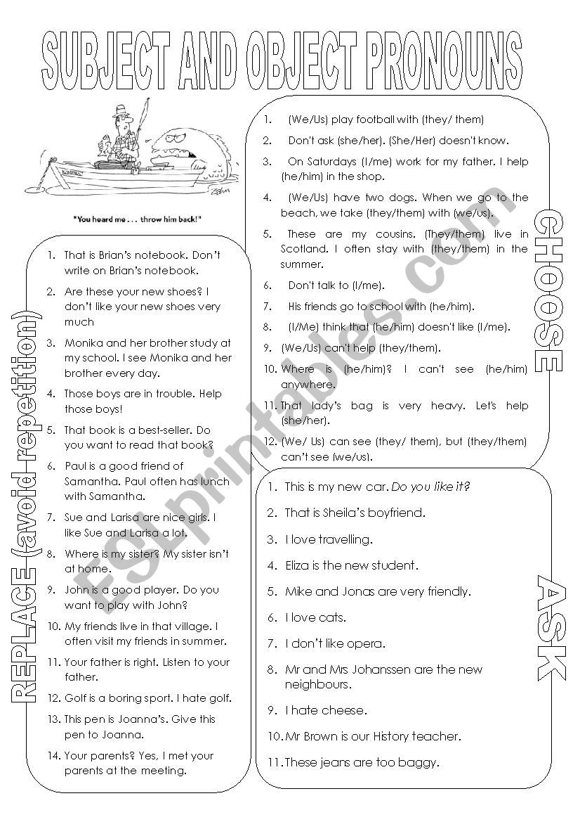 Subject and Object Pronouns worksheet