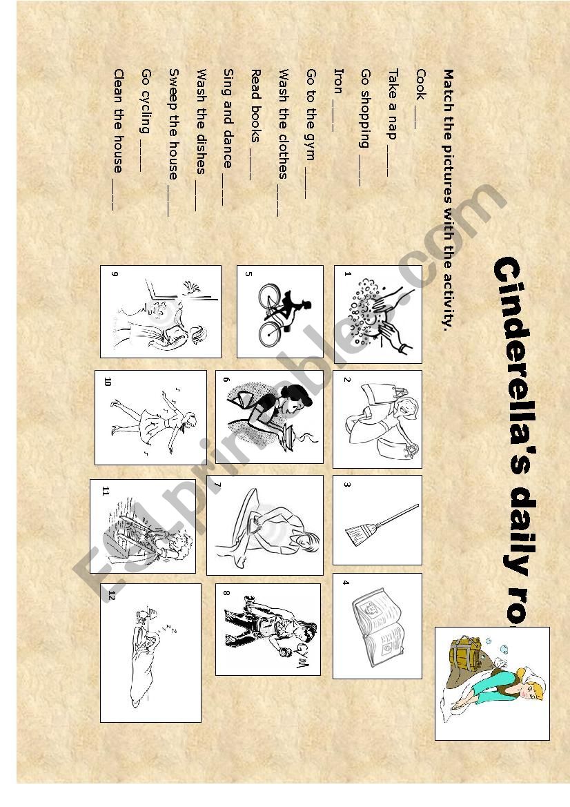 Cinderellas daily routine worksheet