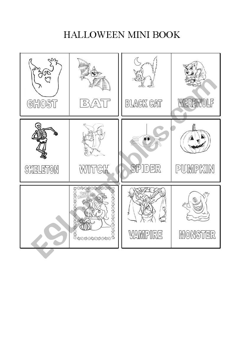 Halloween mini book worksheet