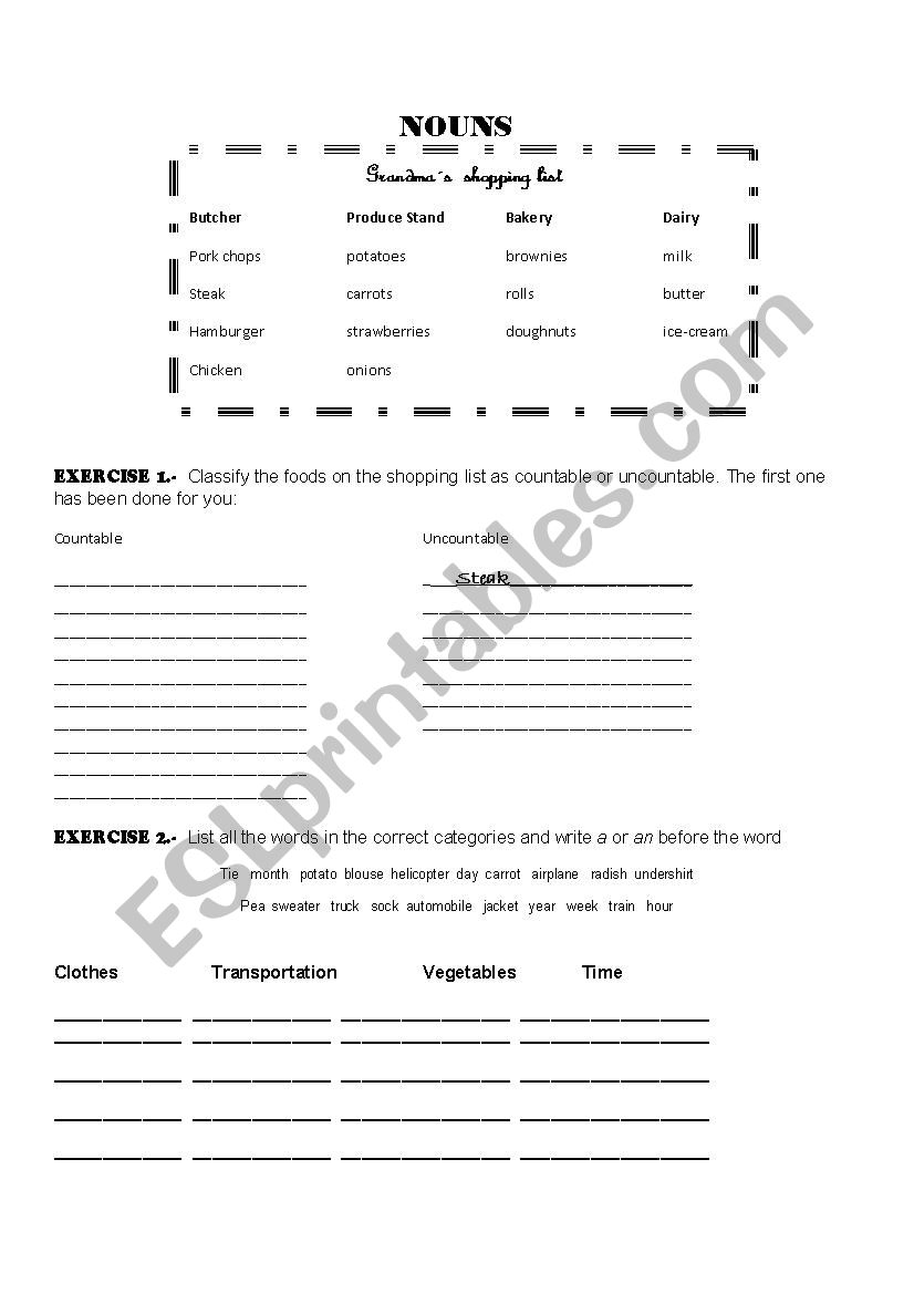 SINGULAR AND PLURAL NOUNS worksheet