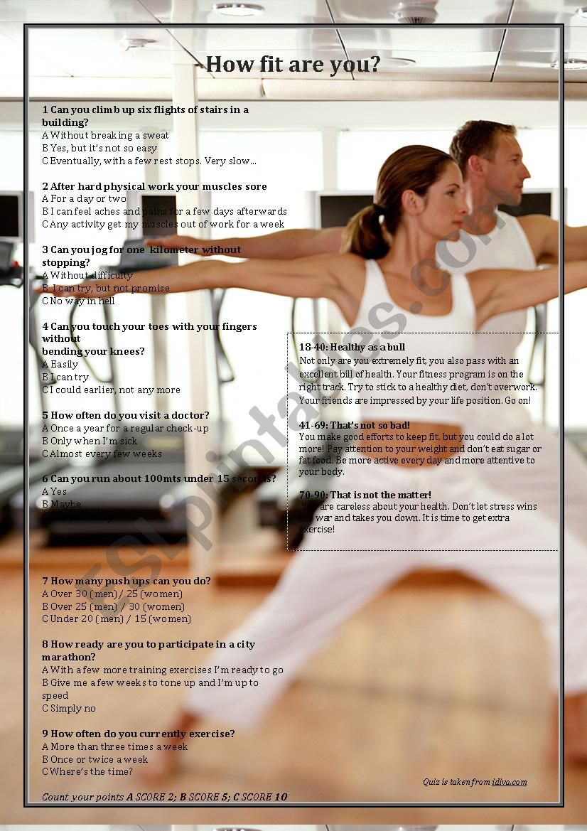 How fit are you? worksheet