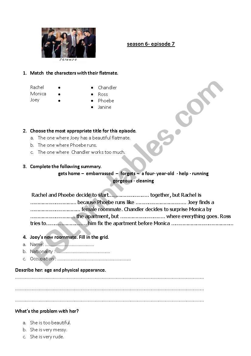 FRIENDS worksheet