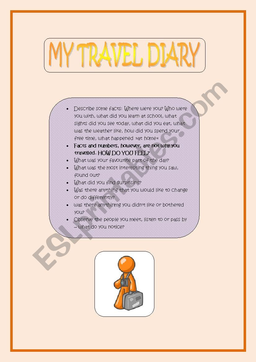 my travel diary worksheet