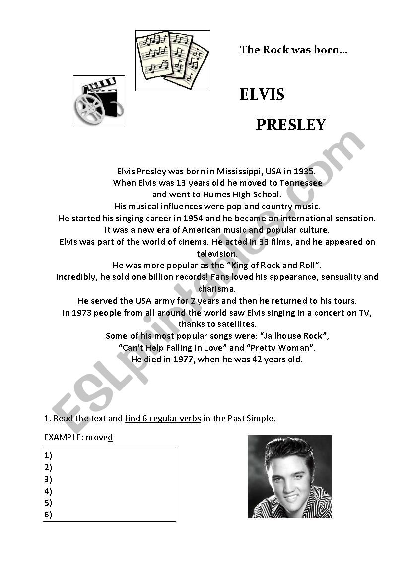 Elvis Presley  worksheet