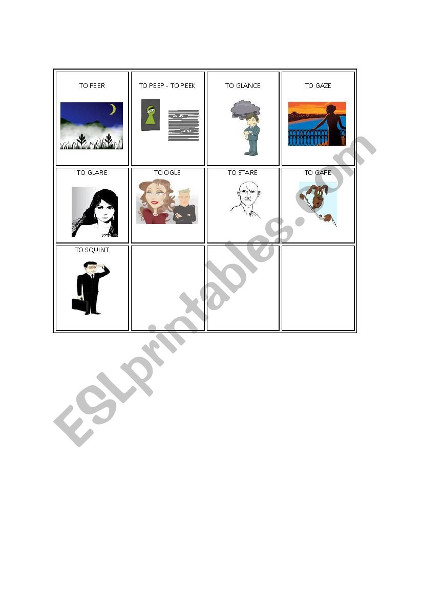 Ways of Looking CARDS with verbs written
