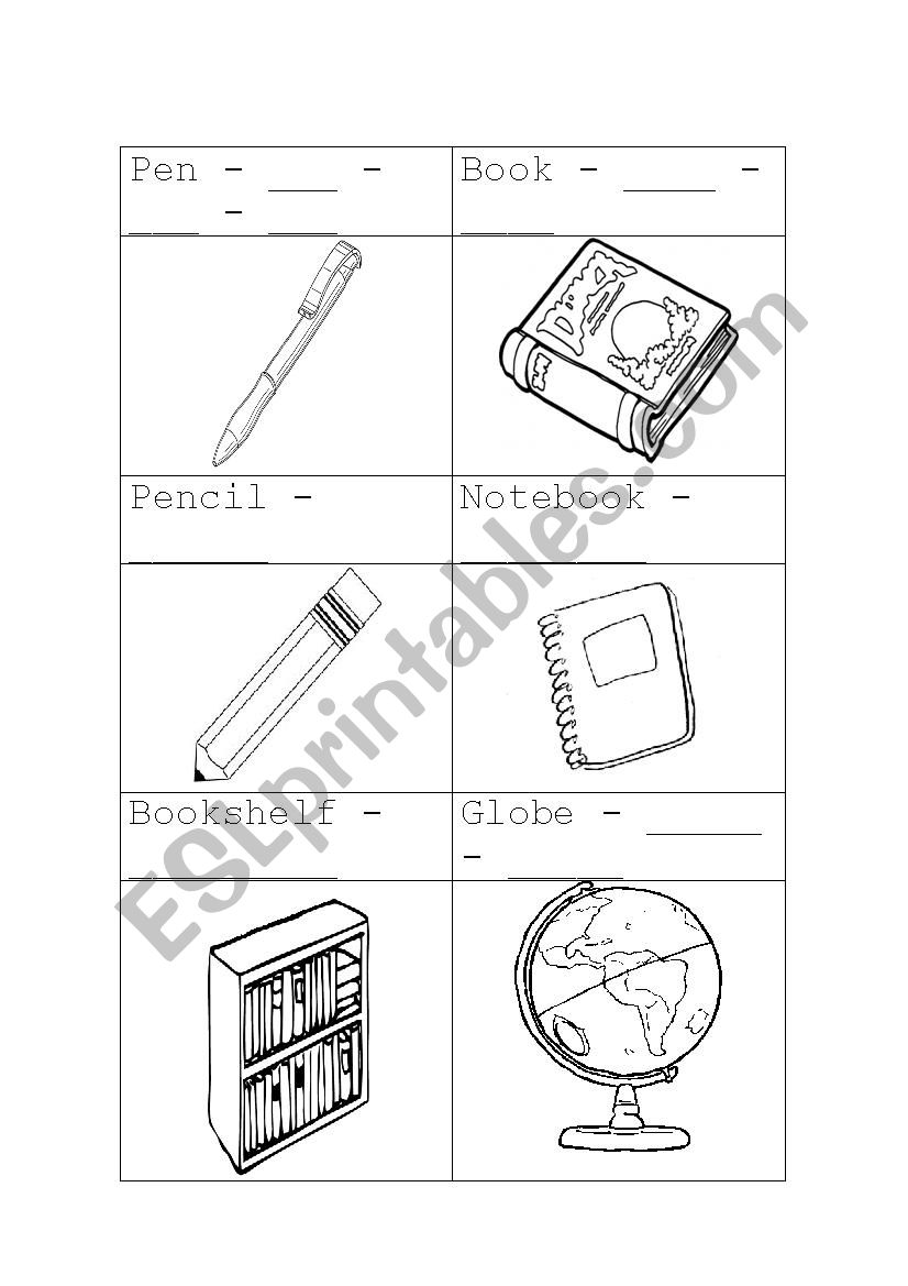 Classroom Objects worksheet