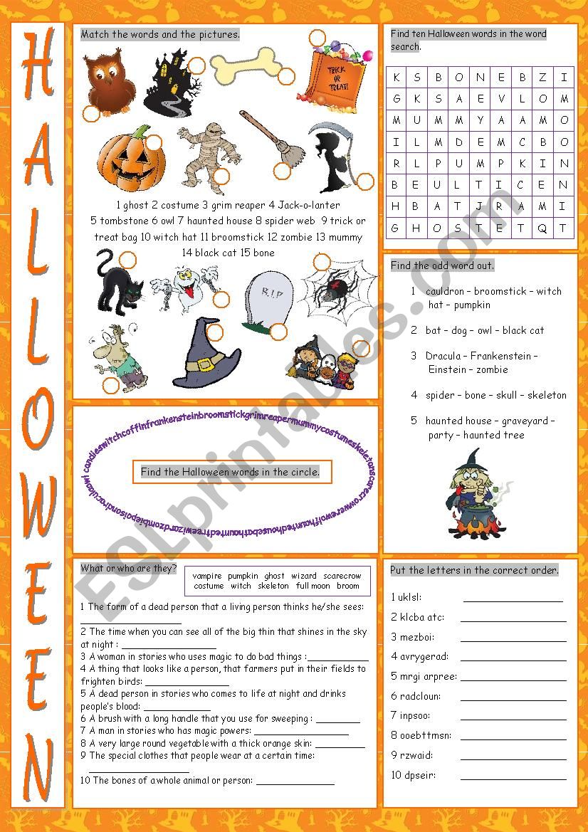 Halloween Vocabulary Exercises