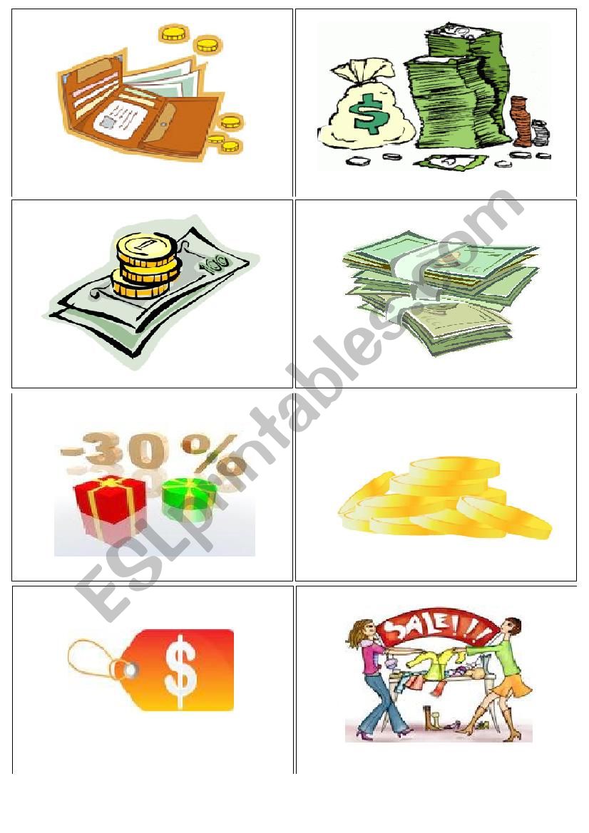 Shopping flash card game 1 worksheet