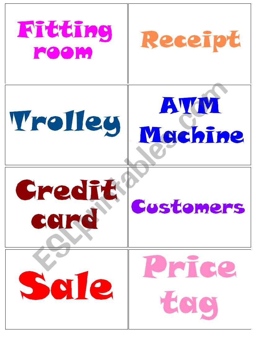 shopping flash card words game1