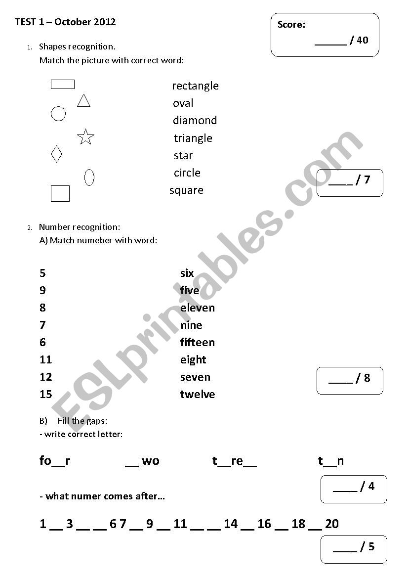 General test - weather, shapes, numbers