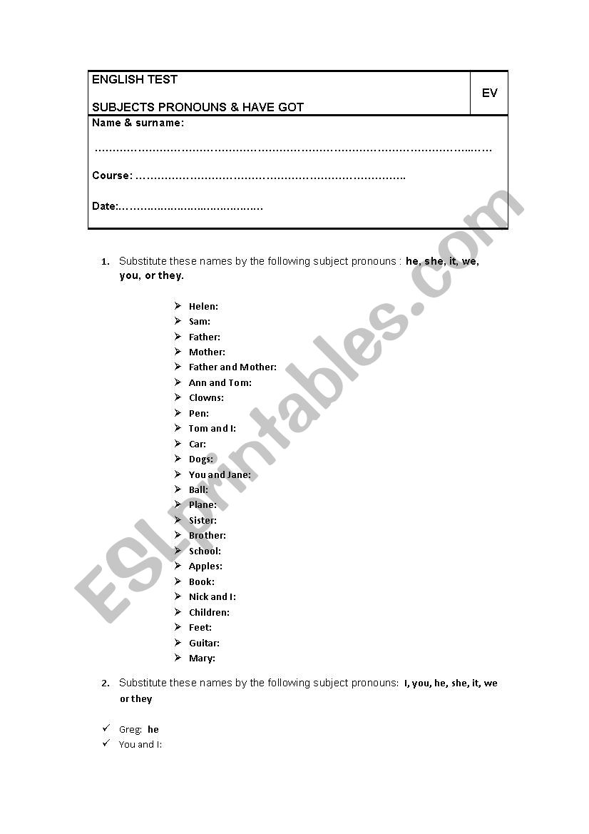 GRAMMAR WORKSHEET worksheet