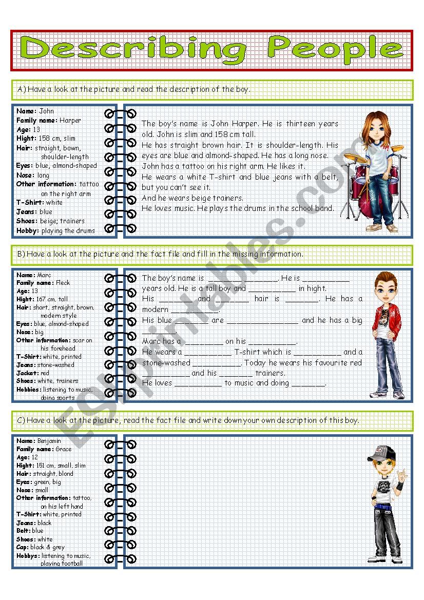 Describing People worksheet