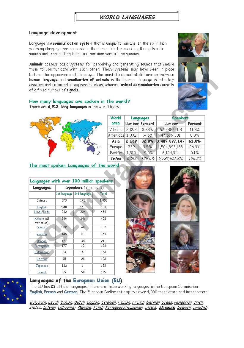 World languages worksheet