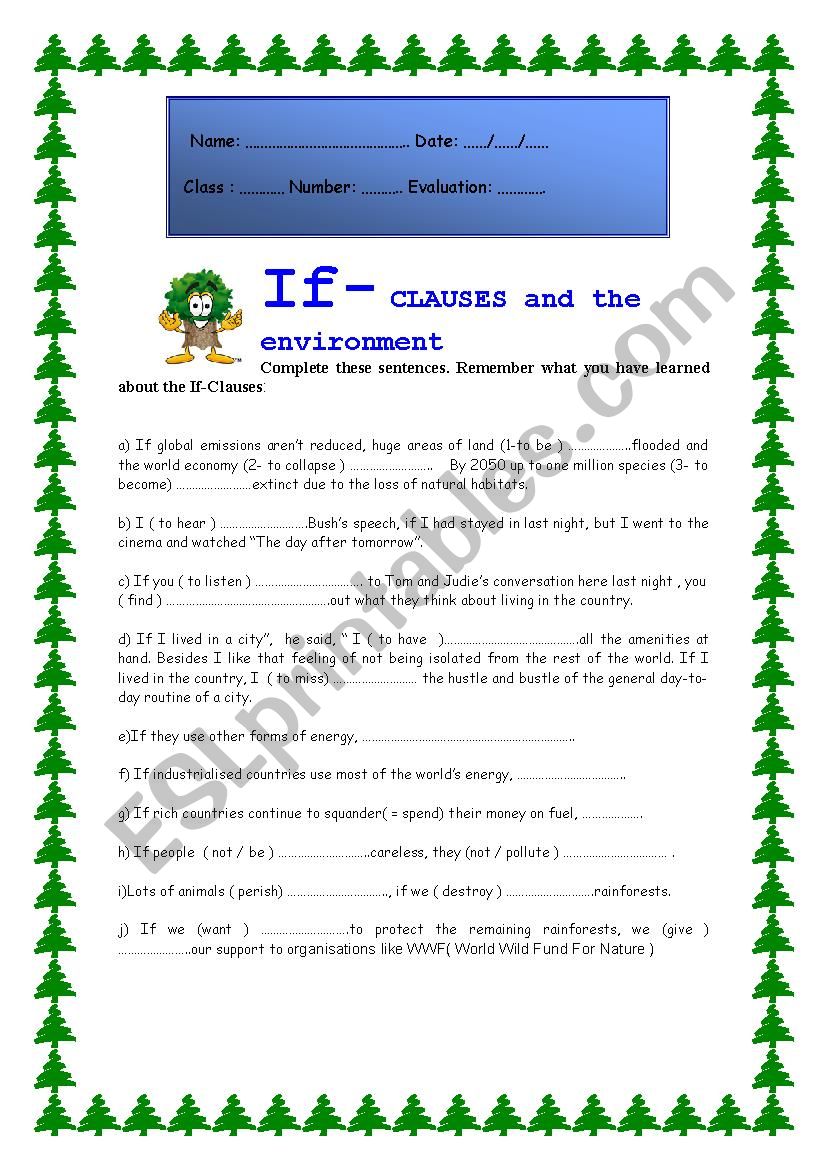 If Clauses worksheet