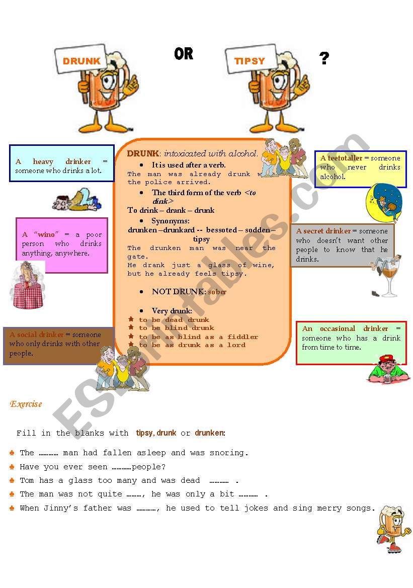 DRUNK - TIPSY worksheet