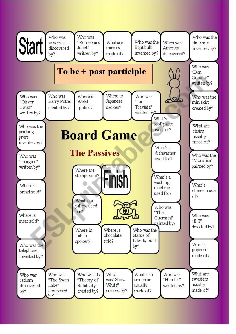 Passives Board Game worksheet