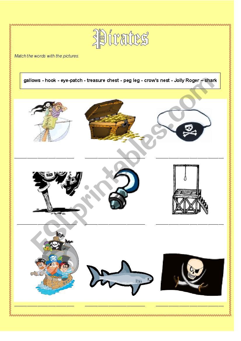Pirates worksheet