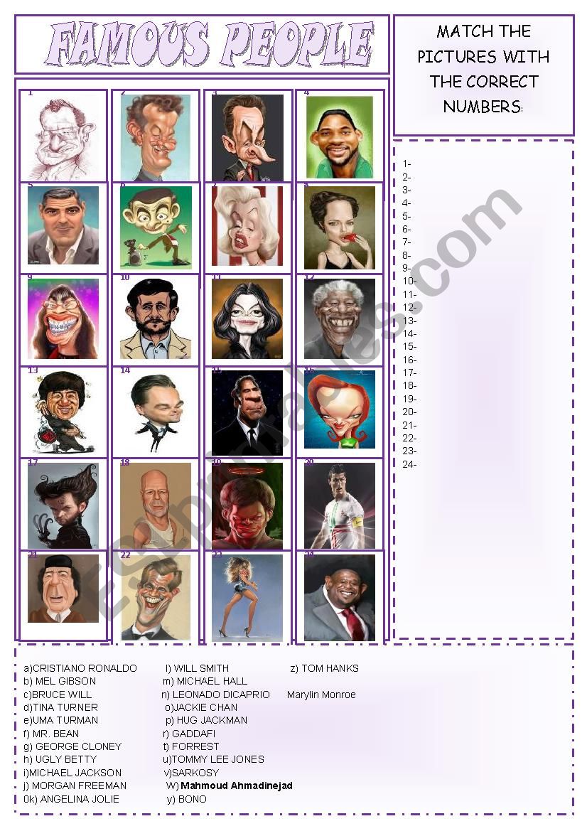 FAMOUS PEOPLE - ICE BREAKER worksheet