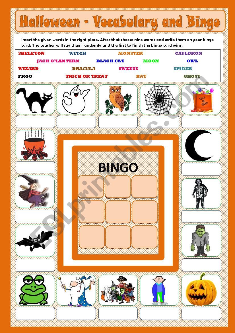 Halloween - Vocabulary and Bingo