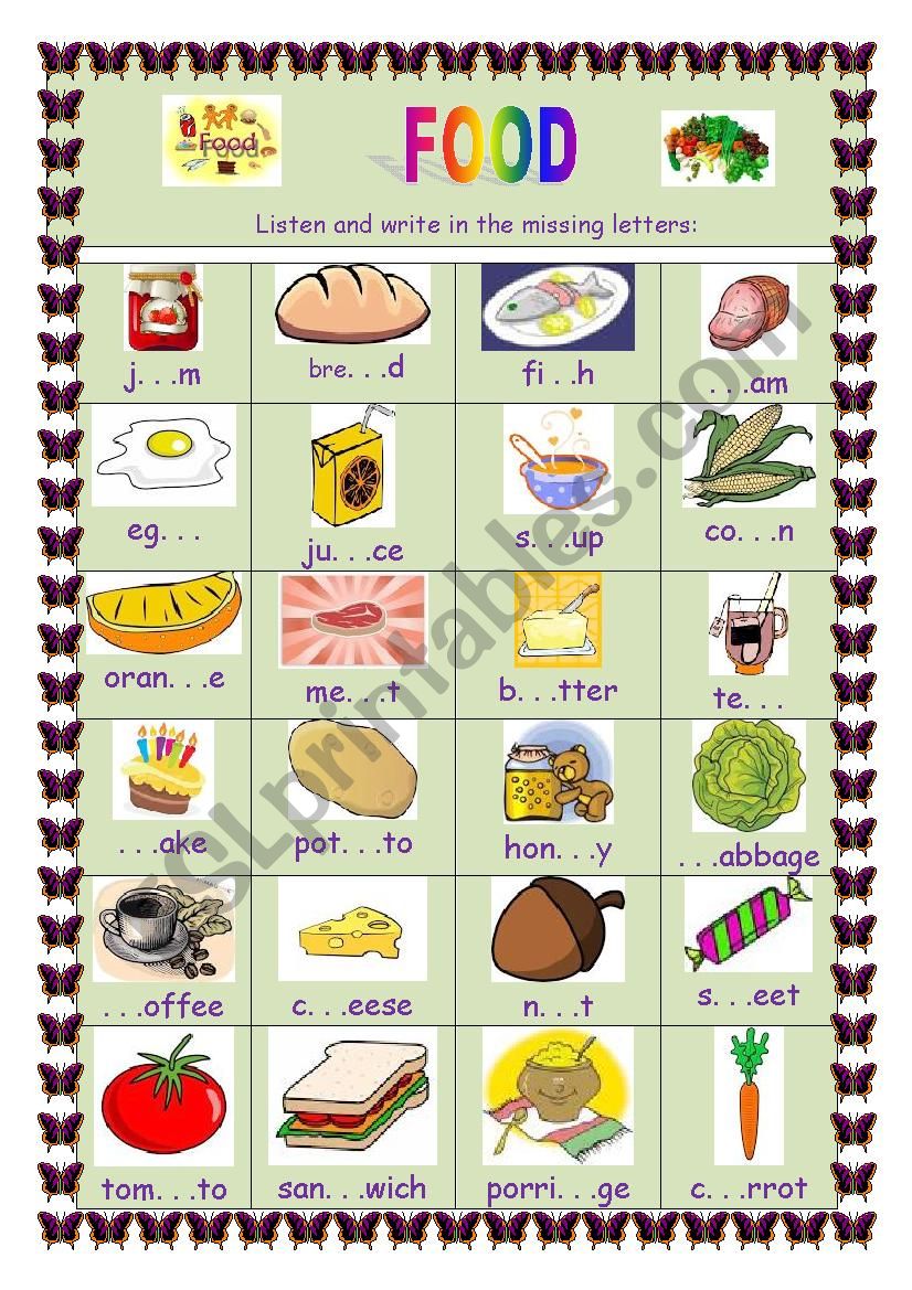 Food worksheet