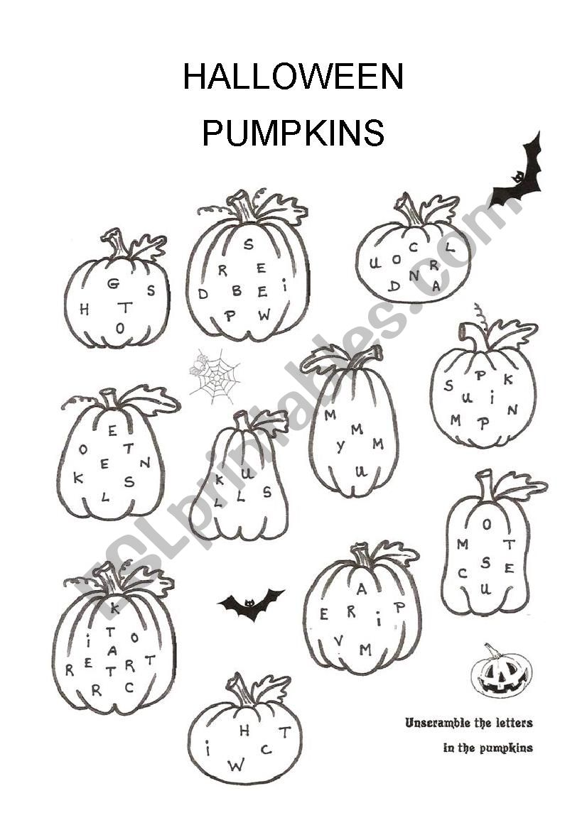 Hallween pumpkins worksheet