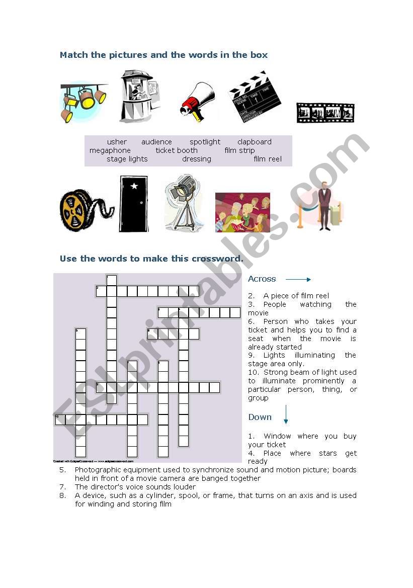 Cinema vocabulary worksheet