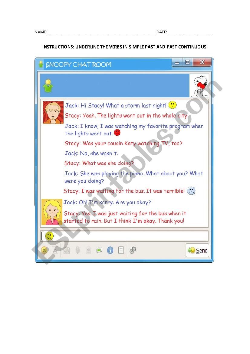 SNOOPY CHATROOM worksheet