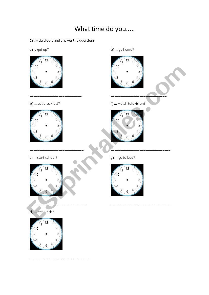 What time do you... worksheet