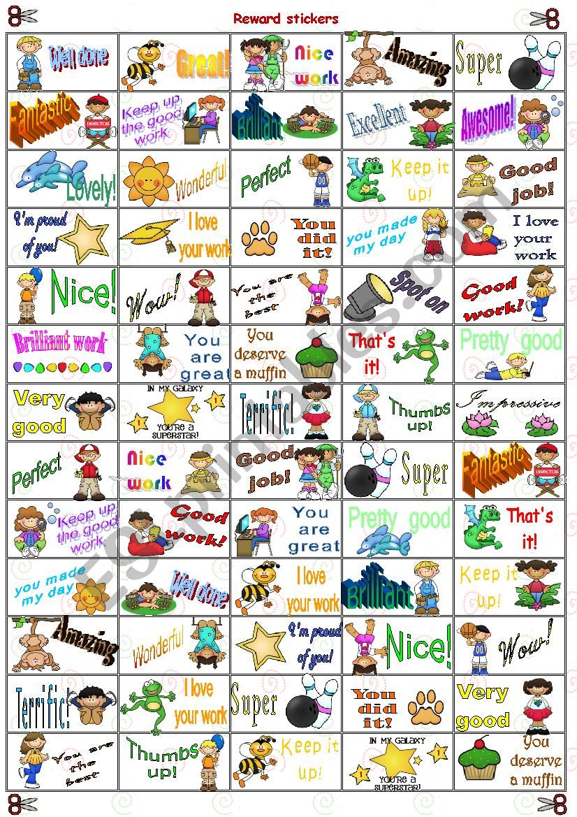 Reward stickers worksheet