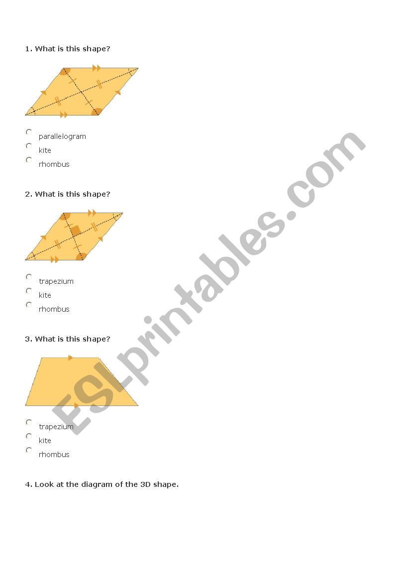 2D shapres  worksheet