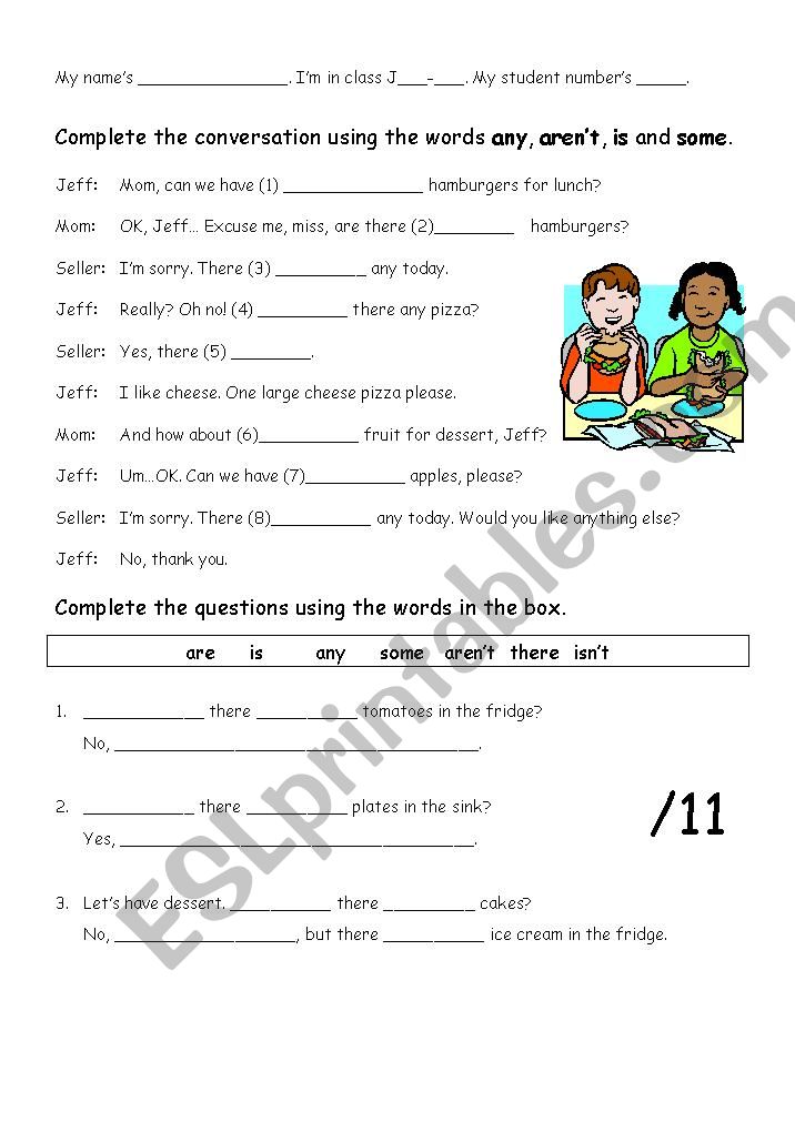 any, arent, is, some Worksheet